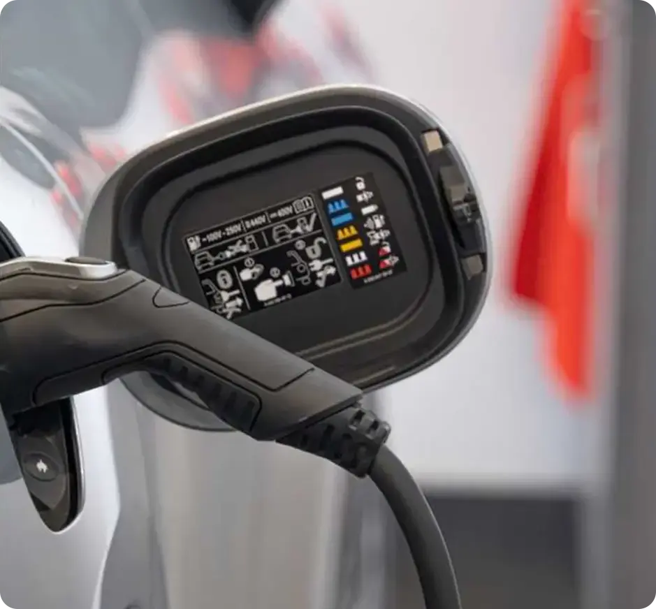 Charging Port plugged on Electrical Vehicle