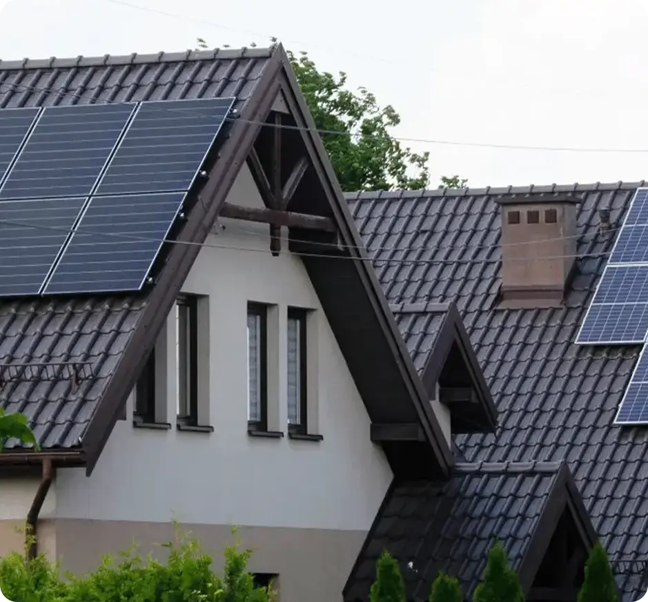 Solar panel on the pointed roof