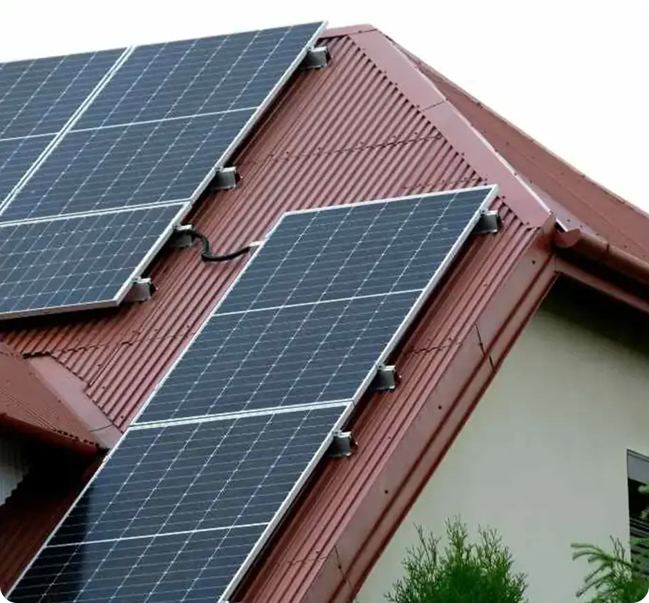 Solar panels on the roof of the house